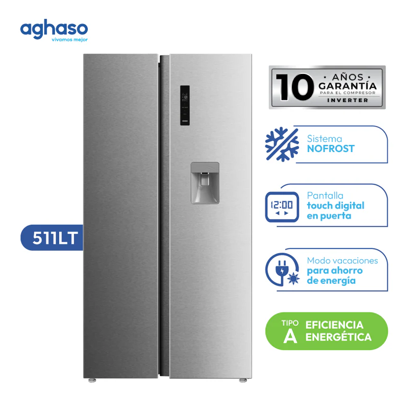 REFRIGERADORA AGHASO SIDE BY SIDE 511 LT