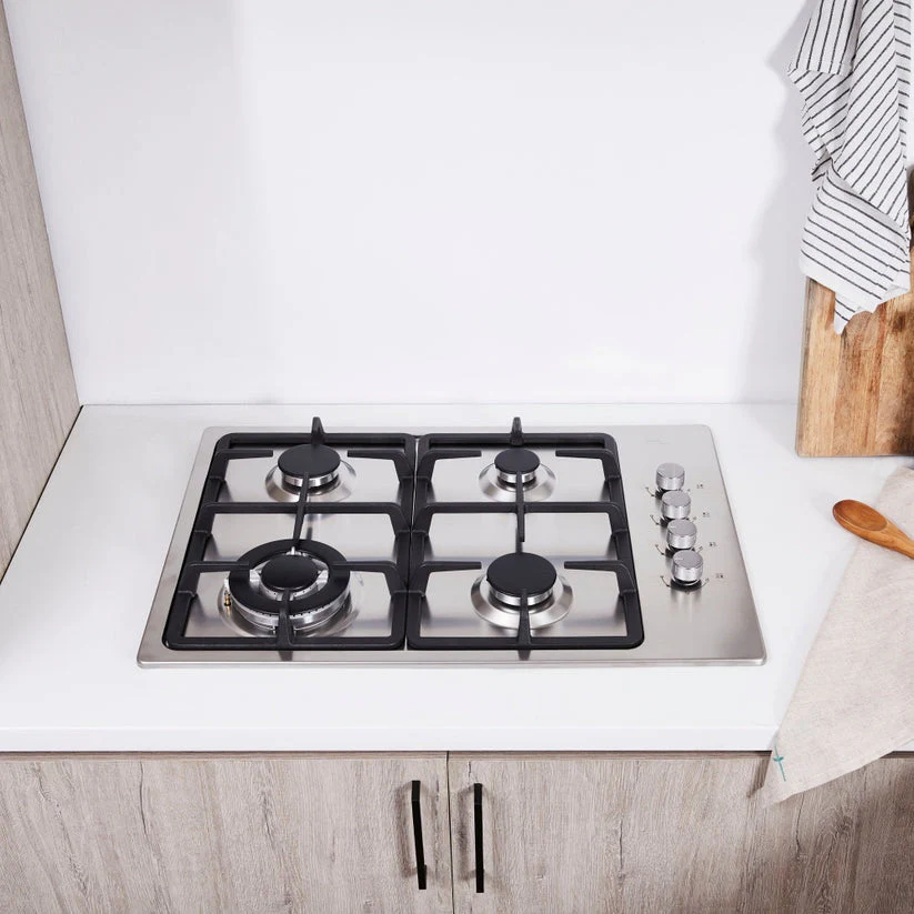 ENCIMERA A GAS NATURAL 60CM DESIGN 4T + HORNO A GAS NATURAL 67L ELEGANCE + CAMPANA EXTRACTORA 60CM SLIM SMART