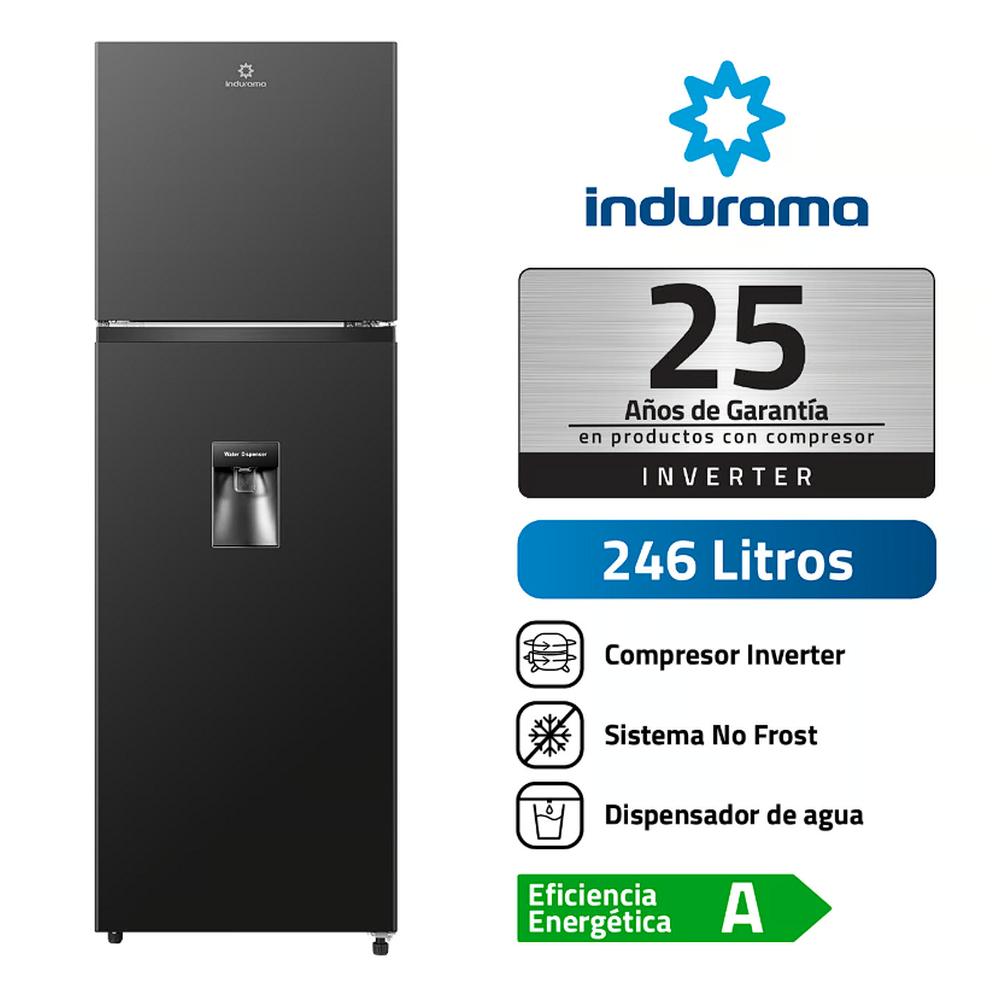 Refrigeradora Indurama 246Lts. Ri-389DNI motor Inverter c/dispenser Negro