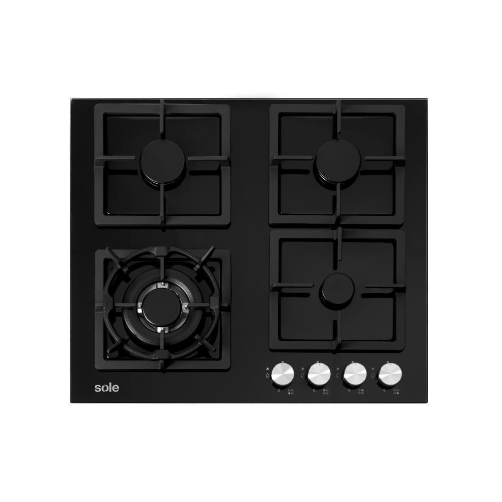 COCINA EMPOTRABLE SOLE 4Q TOP VIDRIO SOLCO040GN + HERVIDOR
