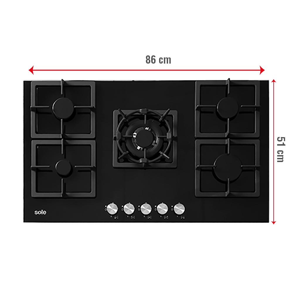 COCINA EMPOTRABLE SOLE 5Q TOP VIDRIO SOLCO041GN CAMPANA VENUS PLUS 90 CM VIDRIO + HERVIDOR - Image 4