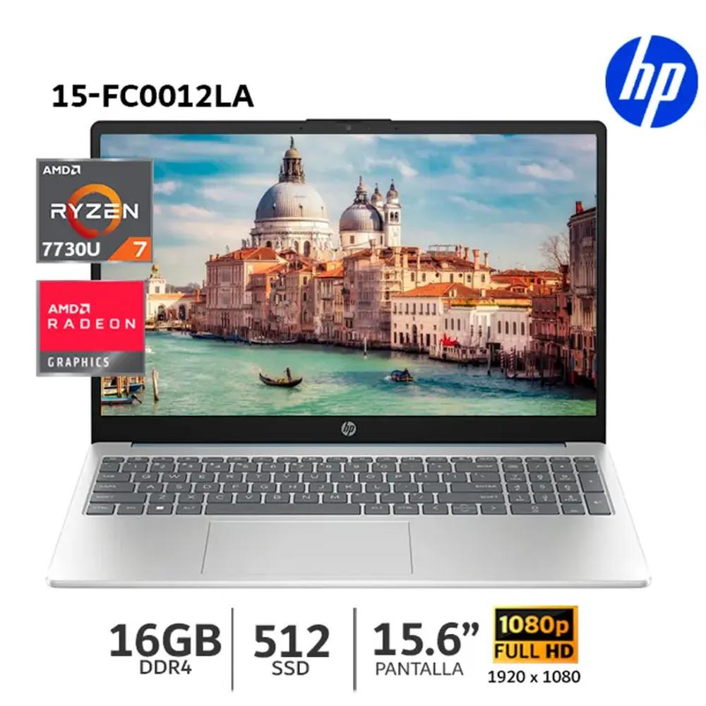 LAPTOP HP NOTEBOOK Ryzen AMD Ryzen 7 7730U/16GB DDR4/512GB SSD/15.6" FHD/AMD RADEON GRAPHICS /Windows 11/COLOR:PLATEADO (15-fc0012la)
