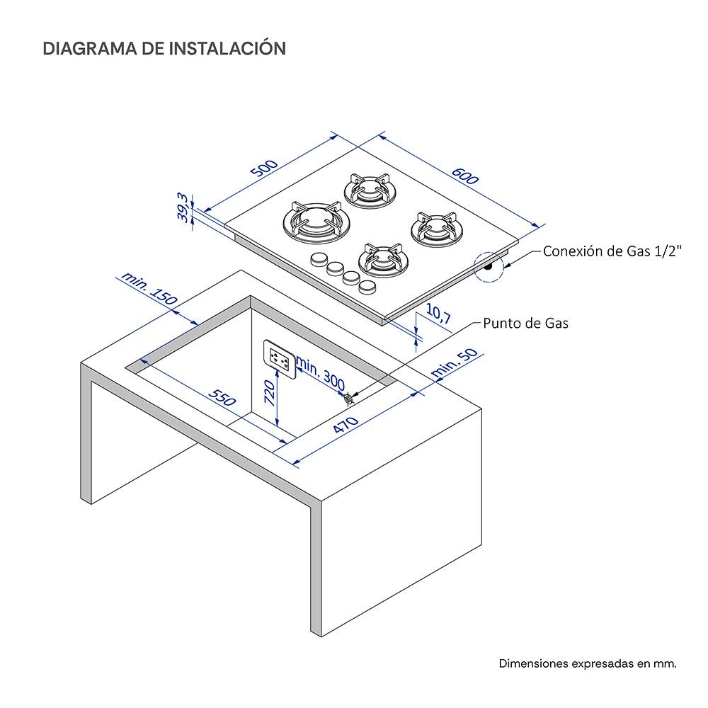 COCINA EMPOTRABLE SOLE 4Q VIDRIO SOLCO049GN + HERVIDOR - Image 5
