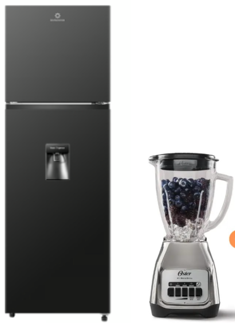 REFRIGERADORA INDURAMA 246Lts.c/dispenser Negro motor Inverter Ri-389DNI motor Inverter +LICUADORA OSTER KALIMAN 2 VEL. VASO VIDRIO 1.5 LT C.NIQUEL, BLSTKAG-NPB-053 + LICUADORA OSTER KALIMAN 2 VEL. VASO VIDRIO 1.5 LT C.NIQUEL, BLSTKAG-NPB-053