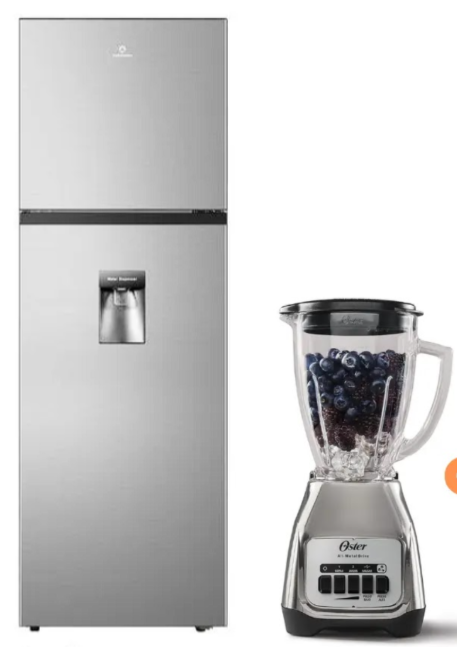 REFRIGERADORA INDURAMA 246 Lts c/dispenser Croma m. Inverter RI-389DI c/ Dispensador LICUADORA OSTER KALIMAN 2 VEL. VASO VIDRIO 1.5 LT C.NIQUEL, BLSTKAG-NPB-053 + LICUADORA OSTER KALIMAN 2 VEL. VASO VIDRIO 1.5 LT C.NIQUEL, BLSTKAG-NPB-053