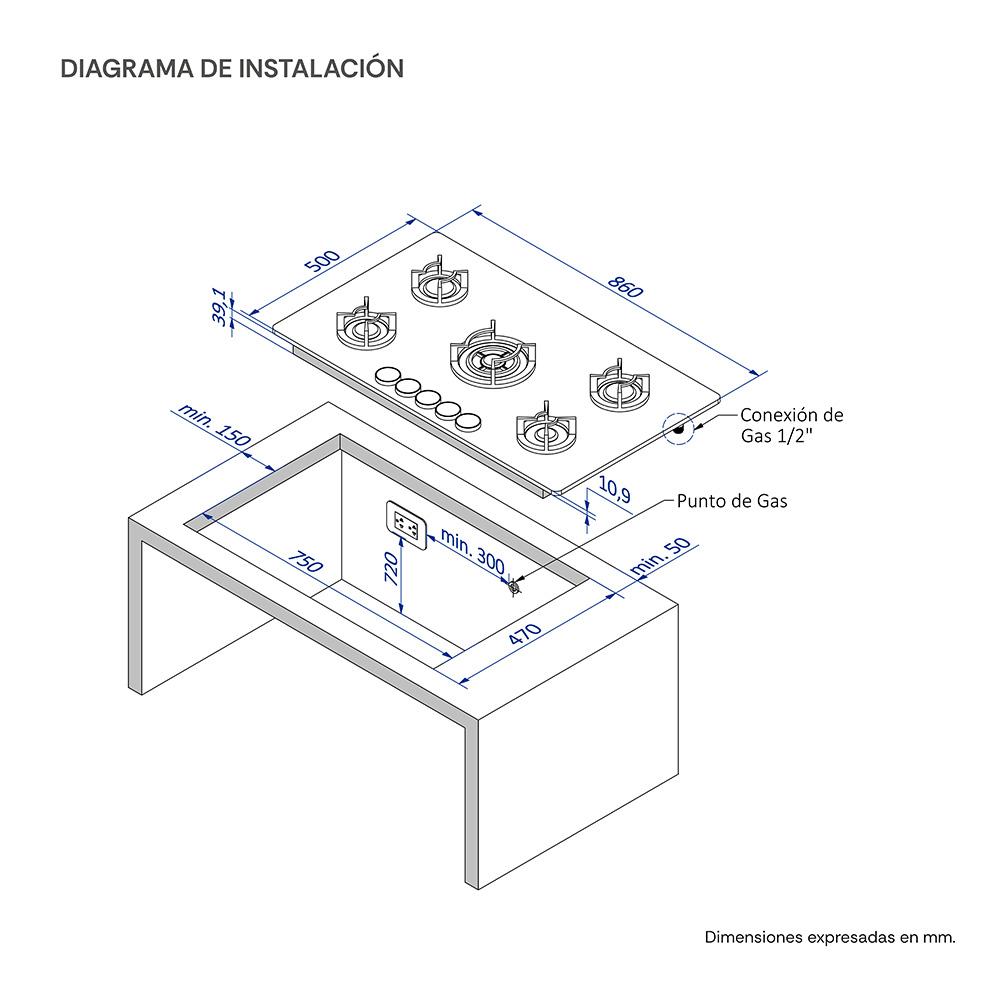 COCINA EMPOTRABLE SOLE 5Q VIDRIO SOLCO033GN + HERVIDOR - Image 5