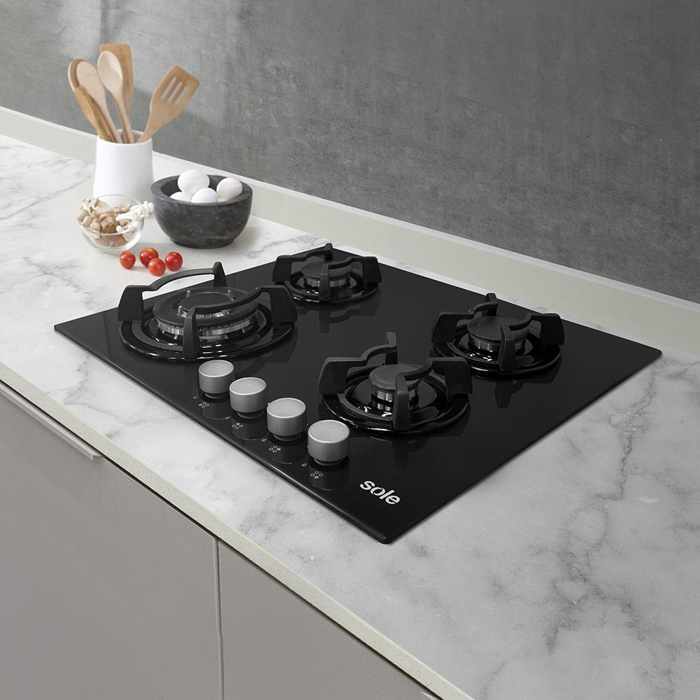 COCINA EMPOTRABLE SOLE 4Q VIDRIO SOLCO034GN CAMPANA SOLE DECORATIVA VENUS PLUS 90 + HERVIDOR - Image 8