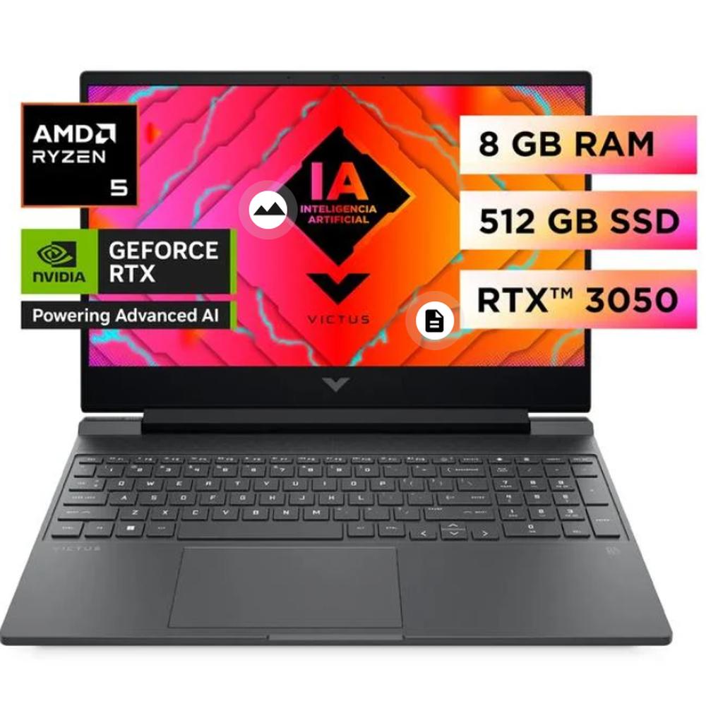 LAPTOP GAMER HP VICTUS 15.6" 15-FB2002LA FULL HD CORE R5-8645HS WIN11 8GB 512GB SSD RTX3050 6GB MOCHILA DE REGALO