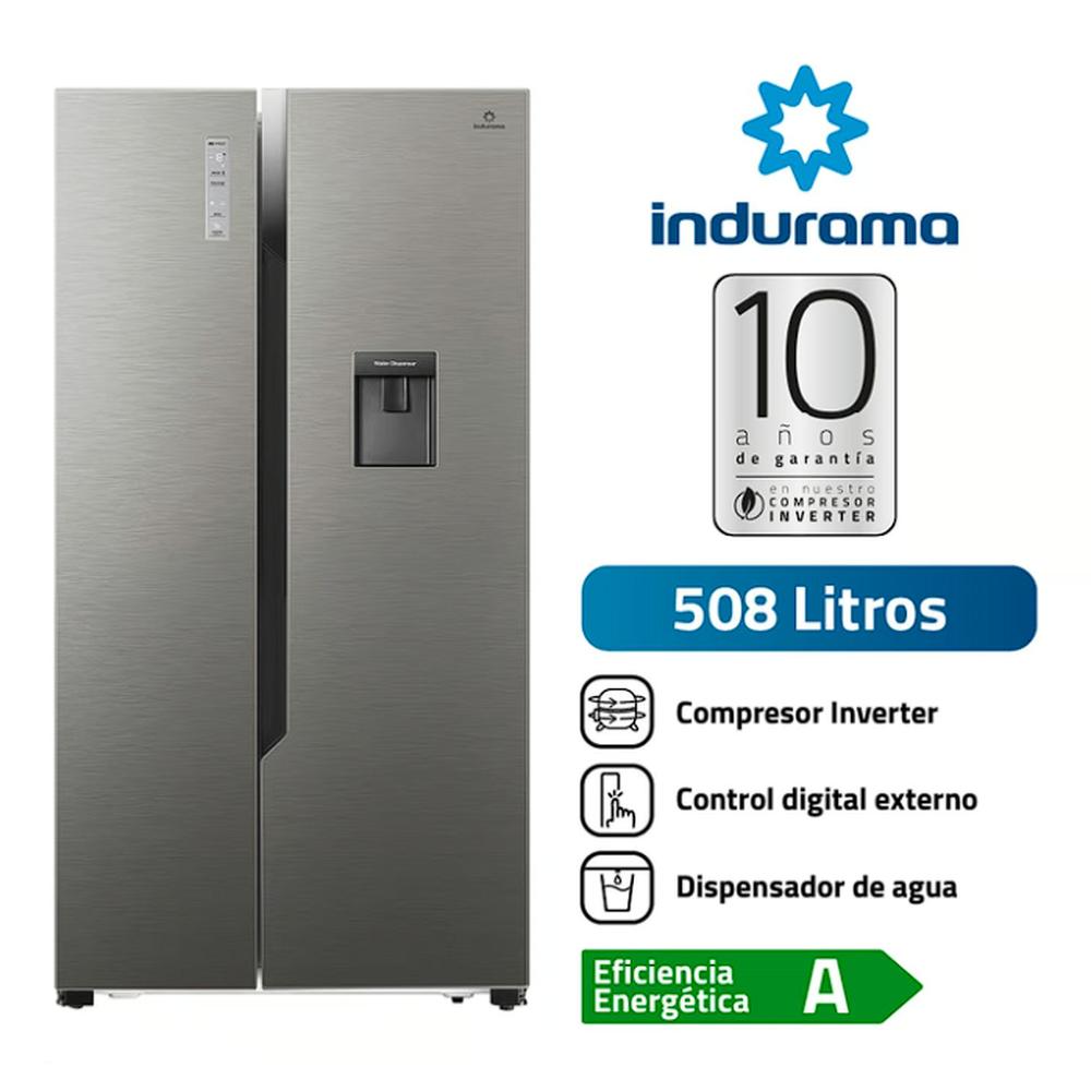 REFRIGERADORA INDURAMA 508 Lt Side By Side RI-788DI motor Inverter c/dispenser Croma