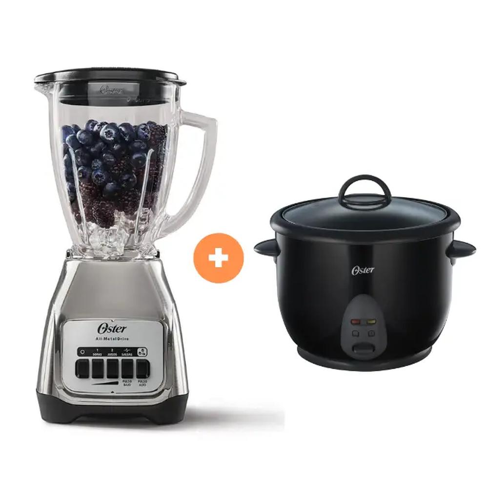 LICUADORA OSTER KALIMAN 2 VEL. VASO VIDRIO 1.5 LT C.NIQUEL, BLSTKAG-NPB-053 + OLLA ARROCERA OSTER 1.8 LTS. NEGRA CKSTRC1700B053
