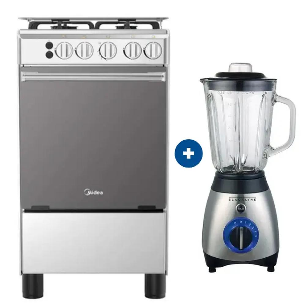 COCINA MIDEA 20" MGS20 4 HORNILLAS HIERRO + LICUADORA WHITELINE 1.5 LTS 400W VASO VIDRIO + LICUADORA WHITELINE 1.5 LTS 400W VASO VIDRIO