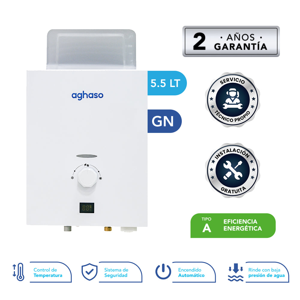 TERMA AGHASO 5.5LT GN PUNTO + DUCTERÍA + CONEXIÓN