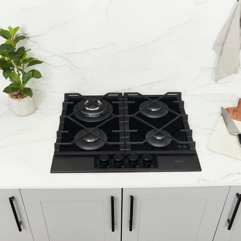 ENCIMERA A GAS NATURAL 60CM SIGNATURE + HORNO A GAS NATURAL 70L BLACK + CAMPANA EXTRAÍBLE EASYFLOW BLACK 60