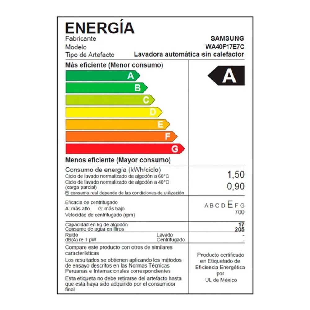 Lavadora Samsung 17KG EcoBubble WA40F17E7CPE Gris - Image 3